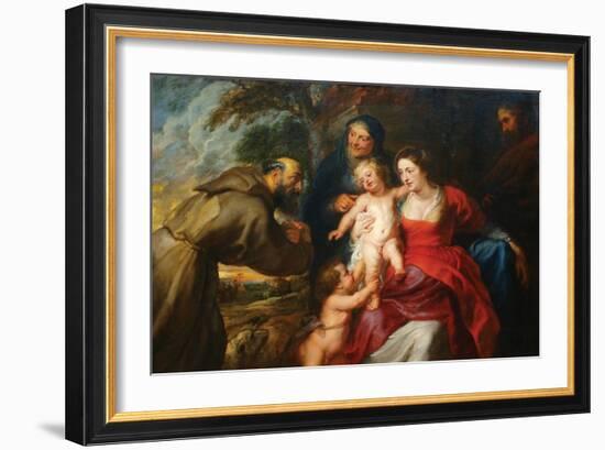 The Holy Family with Saints Francis and Infant St. John the Baptist-Peter Paul Rubens-Framed Art Print