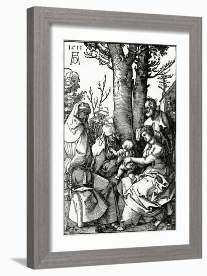 The Holy Family with St. Anne and St. Joachim, 1511 (Woodcut)-Albrecht Dürer-Framed Giclee Print