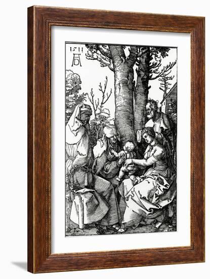 The Holy Family with St. Anne and St. Joachim, 1511 (Woodcut)-Albrecht Dürer-Framed Giclee Print