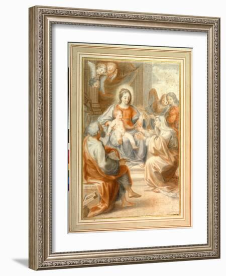 The Holy Family with St. Anne, Attended by Angels and Cherubim-Pietro da Pietri-Framed Giclee Print