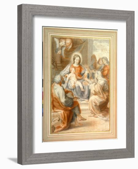 The Holy Family with St. Anne, Attended by Angels and Cherubim-Pietro da Pietri-Framed Giclee Print