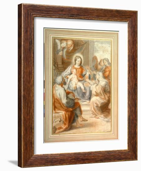 The Holy Family with St. Anne, Attended by Angels and Cherubim-Pietro da Pietri-Framed Giclee Print