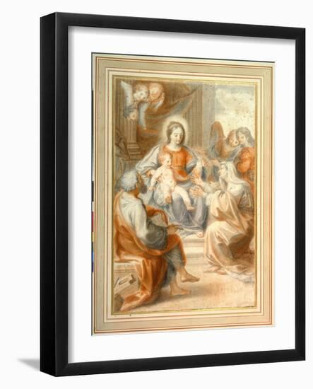 The Holy Family with St. Anne, Attended by Angels and Cherubim-Pietro da Pietri-Framed Giclee Print