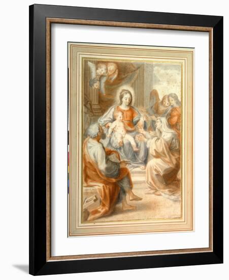 The Holy Family with St. Anne, Attended by Angels and Cherubim-Pietro da Pietri-Framed Giclee Print
