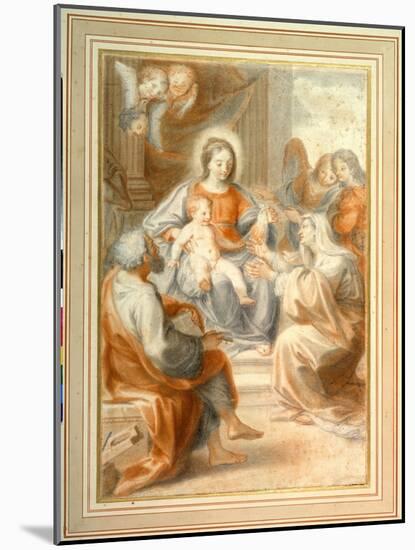 The Holy Family with St. Anne, Attended by Angels and Cherubim-Pietro da Pietri-Mounted Giclee Print