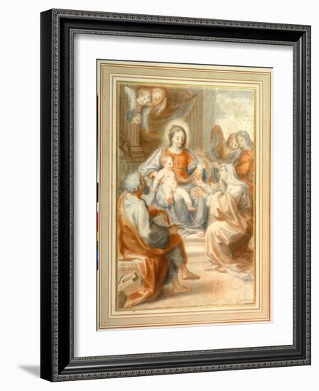 The Holy Family with St. Anne, Attended by Angels and Cherubim-Pietro da Pietri-Framed Giclee Print