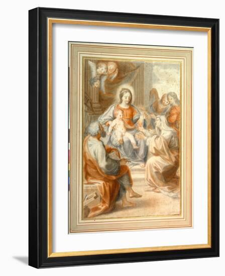 The Holy Family with St. Anne, Attended by Angels and Cherubim-Pietro da Pietri-Framed Giclee Print