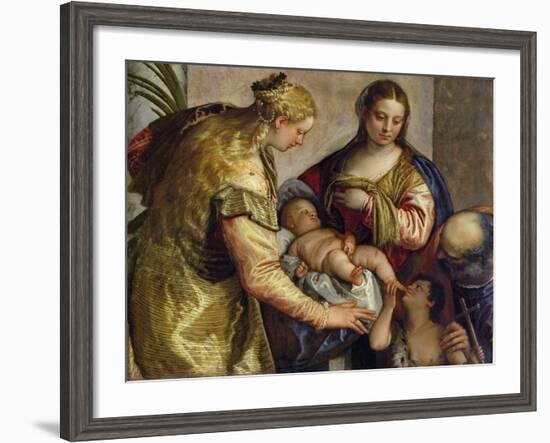 The Holy Family with St. Barbara, c.1550-Paolo Veronese-Framed Giclee Print