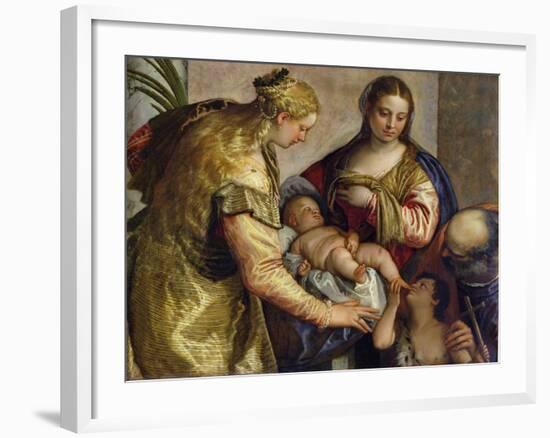 The Holy Family with St. Barbara, c.1550-Paolo Veronese-Framed Giclee Print