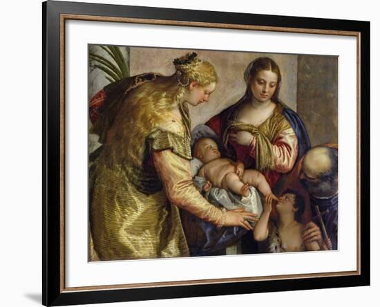 The Holy Family with St. Barbara, c.1550-Paolo Veronese-Framed Giclee Print