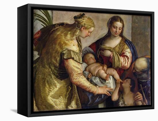 The Holy Family with St. Barbara, c.1550-Paolo Veronese-Framed Premier Image Canvas