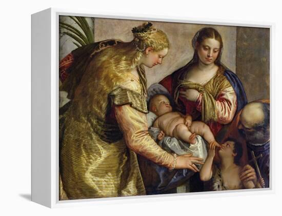 The Holy Family with St. Barbara, c.1550-Paolo Veronese-Framed Premier Image Canvas