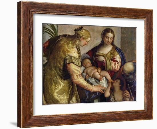 The Holy Family with St. Barbara, c.1550-Paolo Veronese-Framed Giclee Print