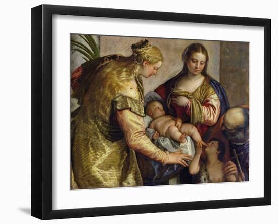 The Holy Family with St. Barbara, c.1550-Paolo Veronese-Framed Giclee Print