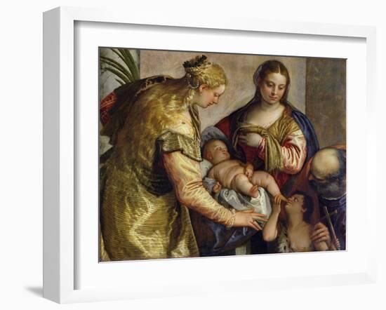 The Holy Family with St. Barbara, c.1550-Paolo Veronese-Framed Giclee Print