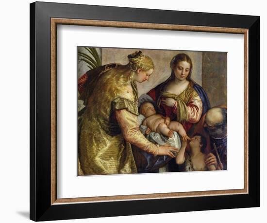 The Holy Family with St. Barbara, c.1550-Paolo Veronese-Framed Giclee Print