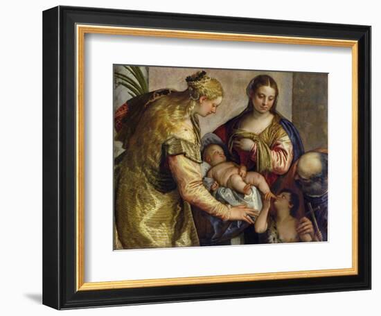 The Holy Family with St. Barbara, c.1550-Paolo Veronese-Framed Giclee Print