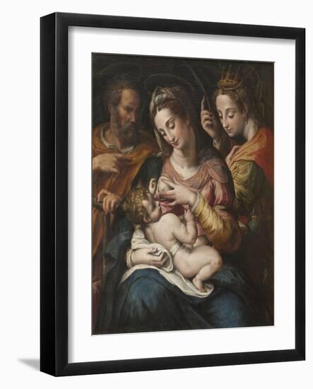 The Holy Family with St Catherine, c.1600-Giulio Cesare Procaccini-Framed Giclee Print