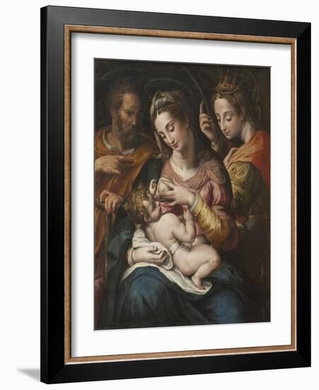 The Holy Family with St Catherine, c.1600-Giulio Cesare Procaccini-Framed Giclee Print