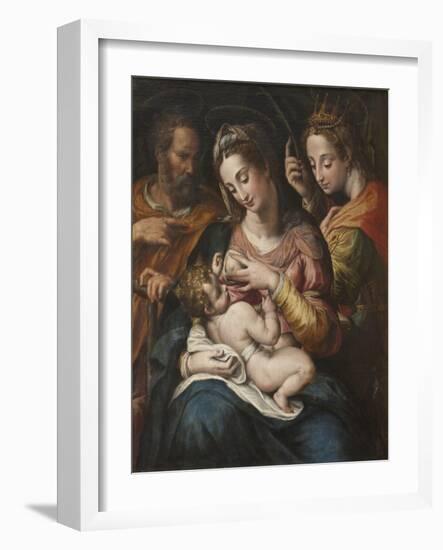The Holy Family with St Catherine, c.1600-Giulio Cesare Procaccini-Framed Giclee Print