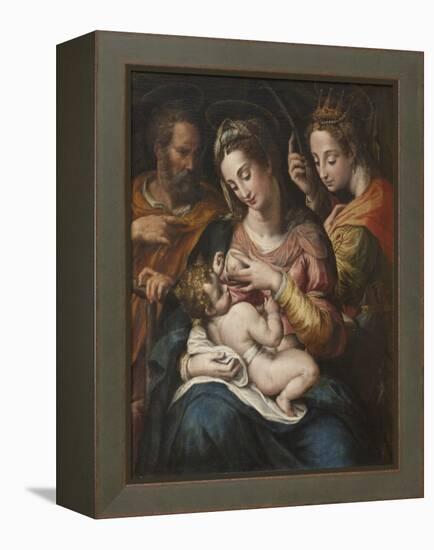 The Holy Family with St Catherine, c.1600-Giulio Cesare Procaccini-Framed Premier Image Canvas