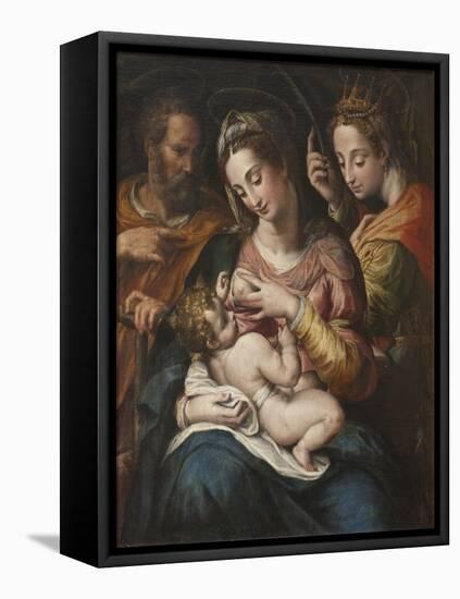 The Holy Family with St Catherine, c.1600-Giulio Cesare Procaccini-Framed Premier Image Canvas