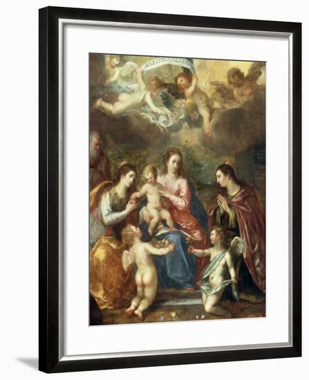 The Holy Family with St Catherine of Alexandria, two Angels and another Female Saint-Hendrik van Balen the Elder-Framed Giclee Print