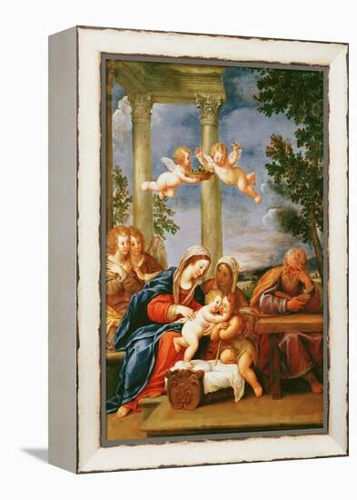 The Holy Family with St. Elizabeth and St. John the Baptist, circa 1645-50-Francesco Albani-Framed Premier Image Canvas