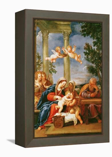 The Holy Family with St. Elizabeth and St. John the Baptist, circa 1645-50-Francesco Albani-Framed Premier Image Canvas