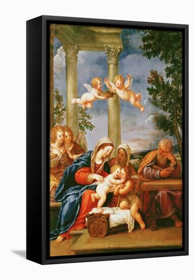 The Holy Family with St. Elizabeth and St. John the Baptist, circa 1645-50-Francesco Albani-Framed Premier Image Canvas