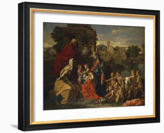 The Holy Family with the Infant Saint John the Baptist and Saint Elizabeth, and with Six Putti…-Nicolas Poussin-Framed Giclee Print