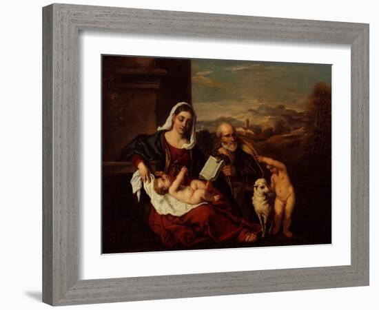 The Holy Family with the Infant St John the Baptist-Titian (Tiziano Vecelli)-Framed Giclee Print