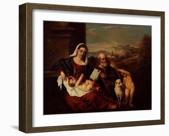 The Holy Family with the Infant St John the Baptist-Titian (Tiziano Vecelli)-Framed Giclee Print