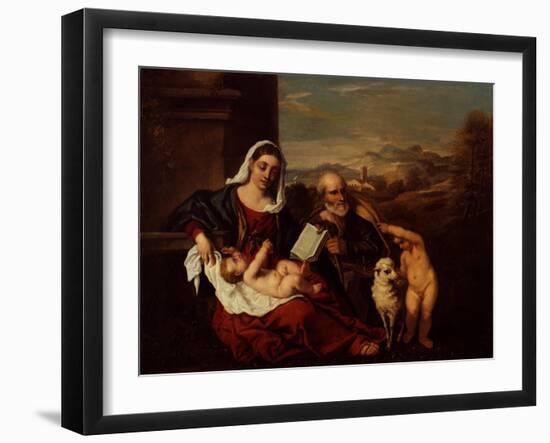 The Holy Family with the Infant St John the Baptist-Titian (Tiziano Vecelli)-Framed Giclee Print