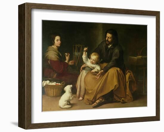 The Holy Family with the Little Bird, circa 1650-Bartolome Esteban Murillo-Framed Giclee Print