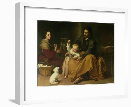 The Holy Family with the Little Bird, circa 1650-Bartolome Esteban Murillo-Framed Giclee Print