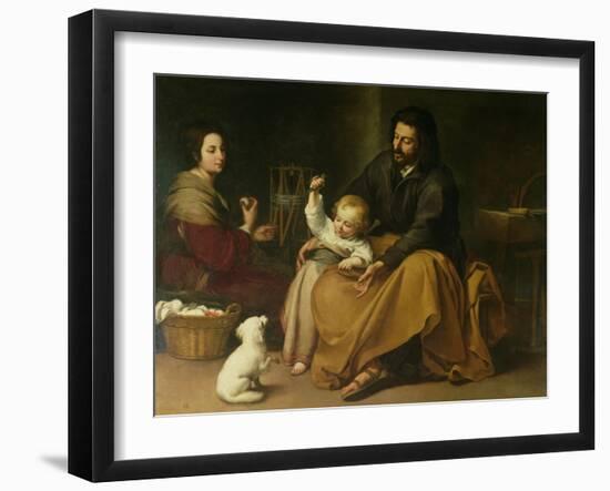 The Holy Family with the Little Bird, circa 1650-Bartolome Esteban Murillo-Framed Giclee Print