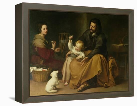 The Holy Family with the Little Bird, circa 1650-Bartolome Esteban Murillo-Framed Premier Image Canvas