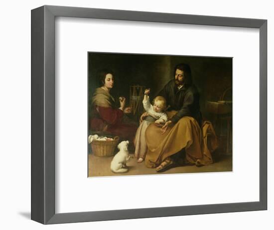 The Holy Family with the Little Bird, circa 1650-Bartolome Esteban Murillo-Framed Premium Giclee Print