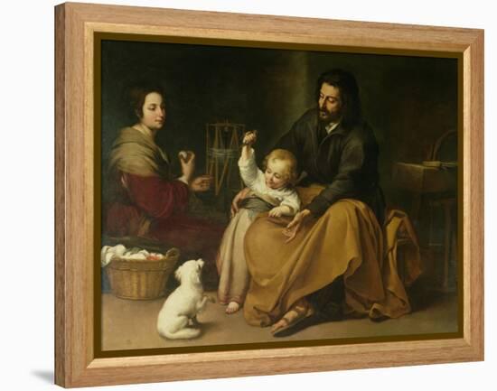 The Holy Family with the Little Bird, circa 1650-Bartolome Esteban Murillo-Framed Premier Image Canvas