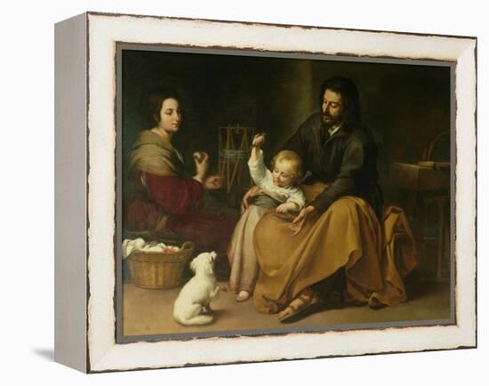 The Holy Family with the Little Bird, circa 1650-Bartolome Esteban Murillo-Framed Premier Image Canvas