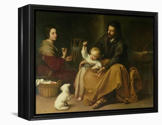 The Holy Family with the Little Bird, circa 1650-Bartolome Esteban Murillo-Framed Premier Image Canvas