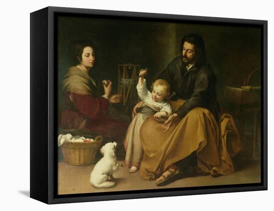 The Holy Family with the Little Bird, circa 1650-Bartolome Esteban Murillo-Framed Premier Image Canvas