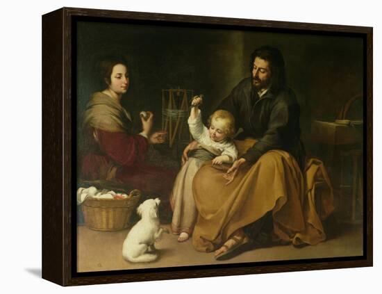 The Holy Family with the Little Bird, circa 1650-Bartolome Esteban Murillo-Framed Premier Image Canvas