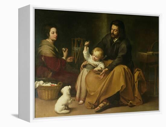 The Holy Family with the Little Bird, circa 1650-Bartolome Esteban Murillo-Framed Premier Image Canvas