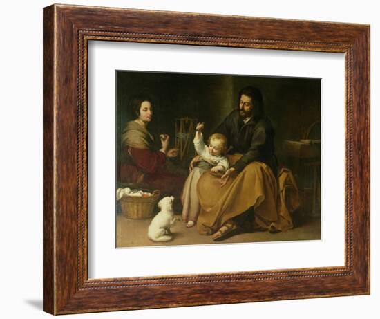 The Holy Family with the Little Bird, circa 1650-Bartolome Esteban Murillo-Framed Giclee Print