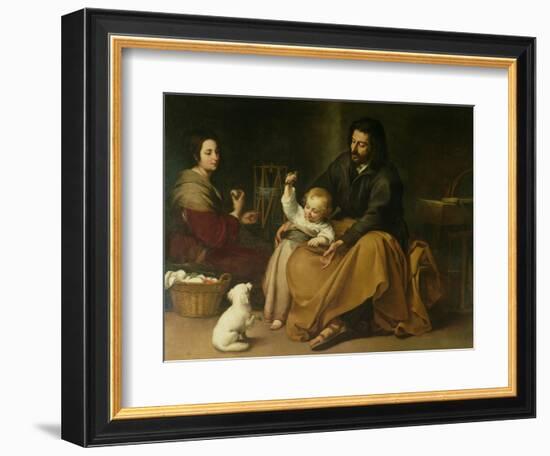 The Holy Family with the Little Bird, circa 1650-Bartolome Esteban Murillo-Framed Giclee Print