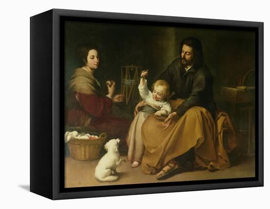 The Holy Family with the Little Bird, circa 1650-Bartolome Esteban Murillo-Framed Premier Image Canvas