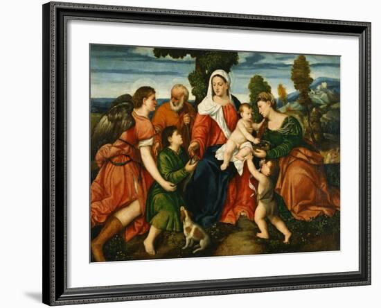 The Holy Family with Tobias and the Angel, Saint Dorothy-Bonifacio Veronese-Framed Giclee Print