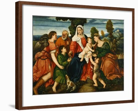 The Holy Family with Tobias and the Angel, Saint Dorothy-Bonifacio Veronese-Framed Giclee Print